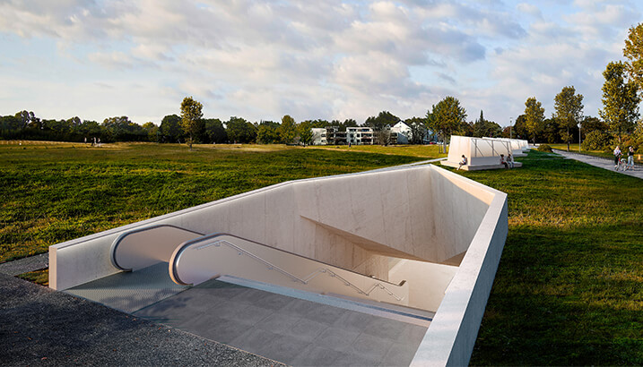 u-bahnhof martinsried lichtkonzept©bodensteiner fest architekten u- bahnhof martinsried abgang und rautenförmige oberlichter©bodensteiner fest architekten