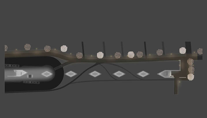 u-bahnhof martinsried dachaufsicht bei nacht©bodensteiner fest architekten u- bahnhof martinsried dachaufsicht bei nacht©bodensteiner fest architekten