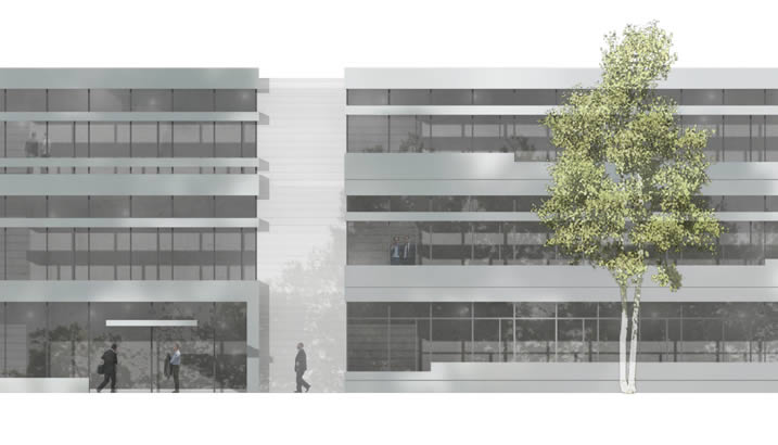 plusenergie verwaltungsgebäude fassadenausschnitt